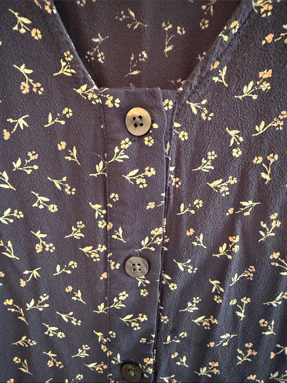 Madewell Navy Floral V-Neck Button-Down Dress - Picture 3 of 10